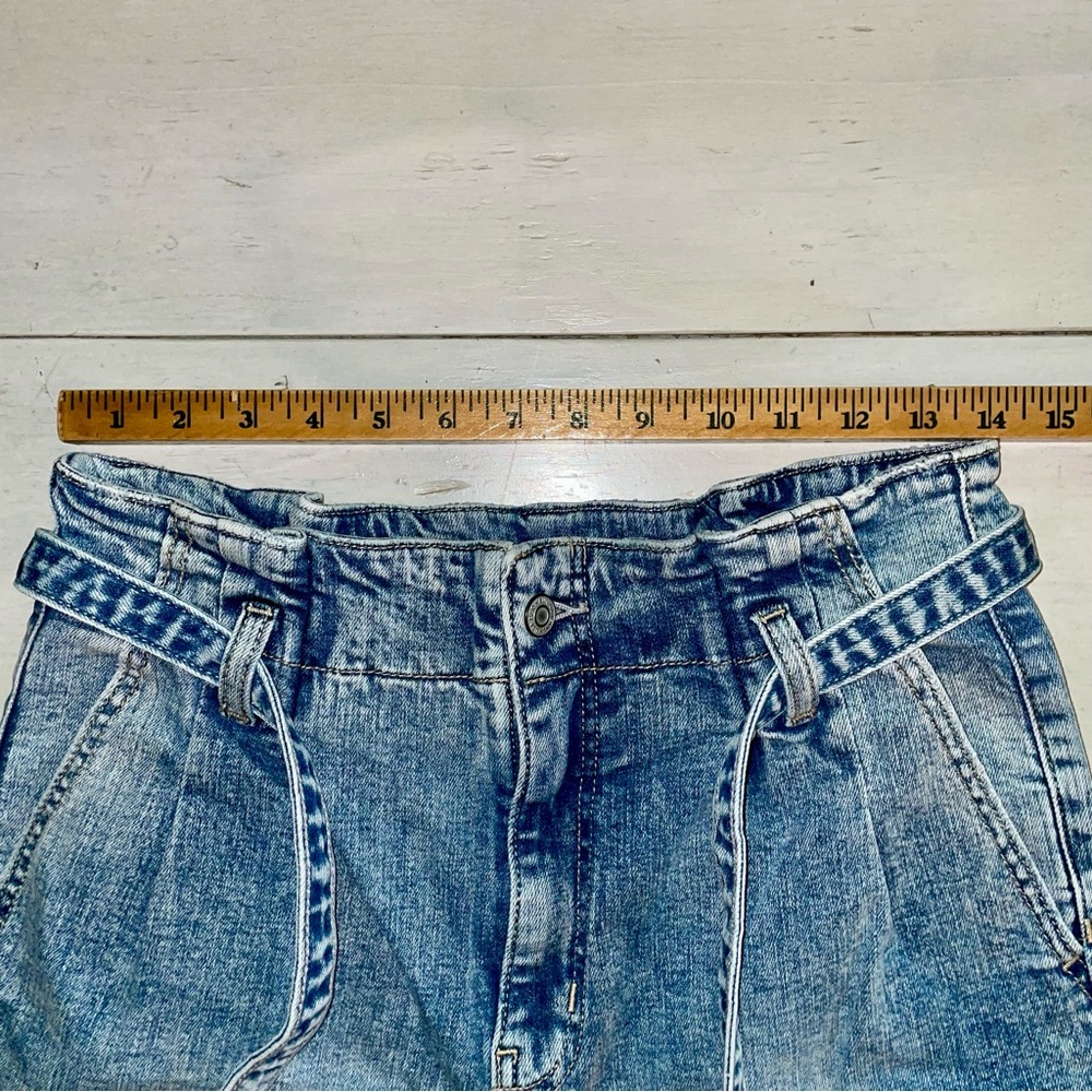 Eunina Women’s Toni Super High Rise Mom Jean Crop Barrel Leg Med Wash Tie Size 9 - Picture 6 of 9